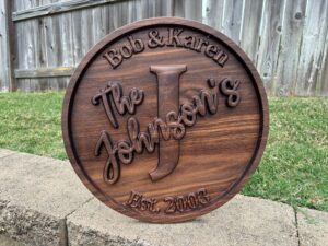 3D Stack Text Round Family Name Sign – 16" Diameter