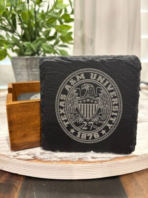 Texas A&M Aggie Ring Crest Slate Coaster Set– Personalized Class Year
